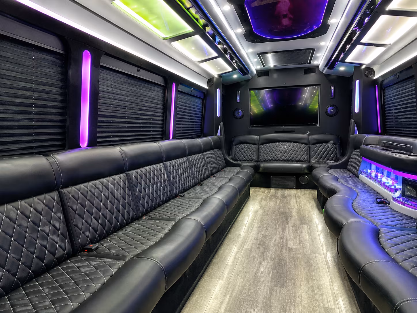 Meridian Birthday, Sweet 16, & Quinceañera Transportation party bus exterior