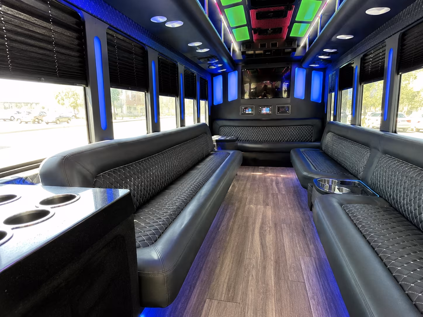 Meridian Birthday, Sweet 16, & Quinceañera Transportation party bus exterior
