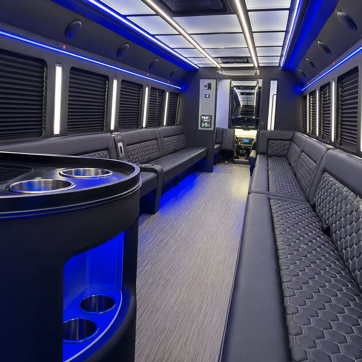 Meridian Private Event Transportation party bus exterior