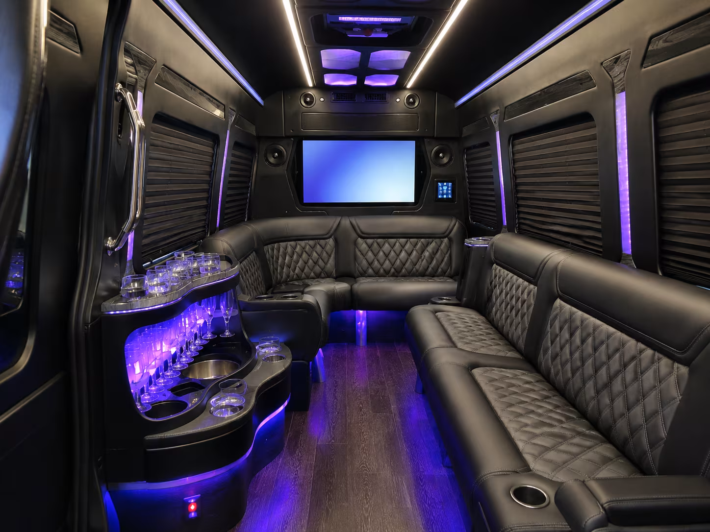 Meridian School Event Transportation party bus exterior