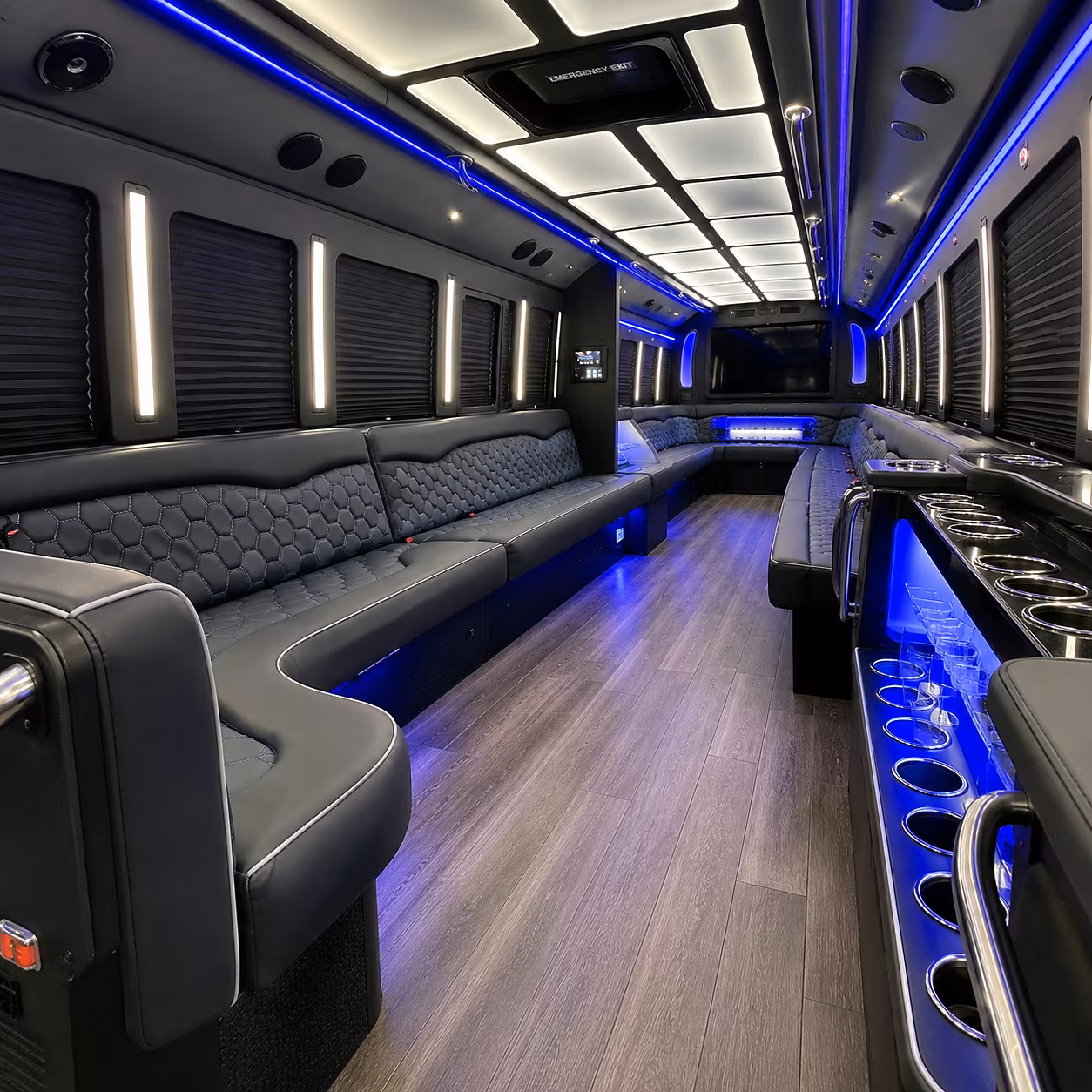 Meridian Wedding Transportation party bus interior