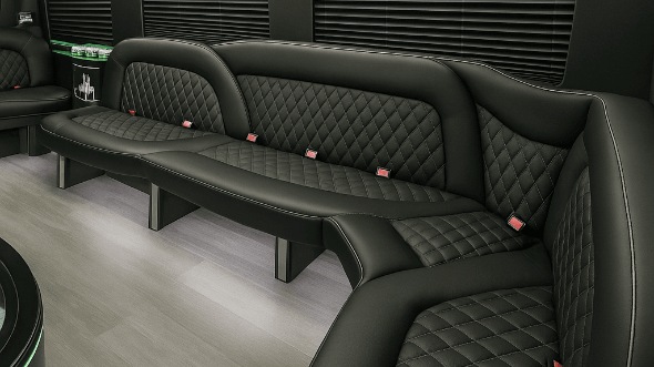 Interior of Charter Bus Company Nampa's 14 Passenger Sprinter Limousine in Nampa