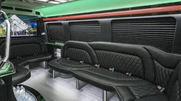 Interior of Charter Bus Company Layton's 15 Passenger Party Bus in Layton
