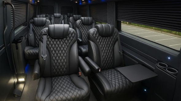 Interior of Charter Bus Company Meridian's 18 Passenger Minibus in Meridian