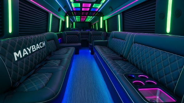Interior of Charter Bus Company Layton's 20 Passenger Party Bus in Layton