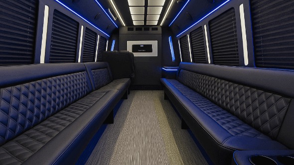 Interior of Charter Bus Company Caldwell's 50 Passenger Party Bus in Caldwell