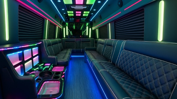 Interior of Charter Bus Company Salt Lake City's 50 Passenger Party Bus in Salt Lake City