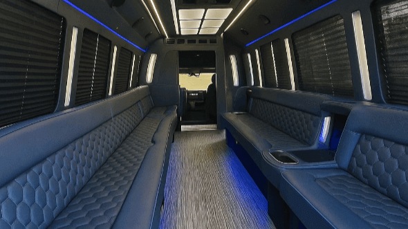 meridian 20 passenger party bus inside