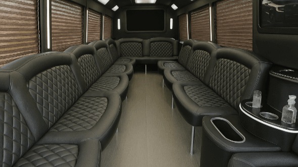 meridian 40 passenger party bus inside