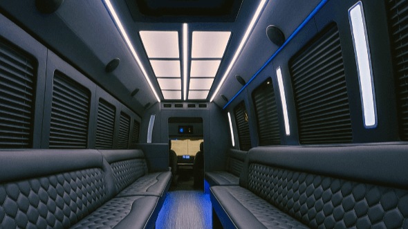 meridian 40 passenger party bus interior
